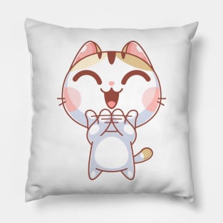 Cute cat is clapping Pillow