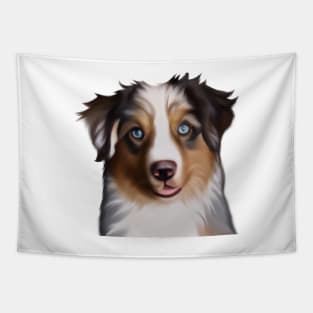 Cute Australian Shepherd Drawing Tapestry