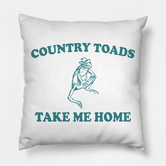 Country Toads Take Home To The Place I Belong Frog and Toad Pillow by Justin green