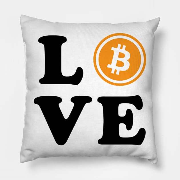 Love Bitcoin | Cryptocurrency Pillow by Vizewls