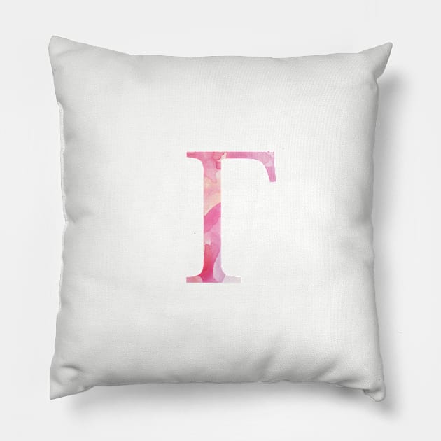 Gamma Pink Watercolor  Letter Pillow by AdventureFinder