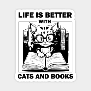 Life Is Better With Cats And Books Magnet