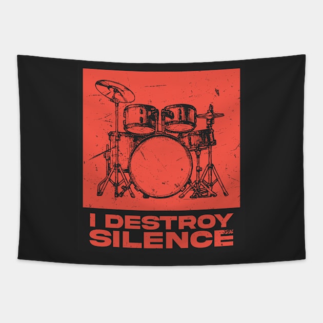 I Destroy Silence - Drummer Tapestry by Issho Ni