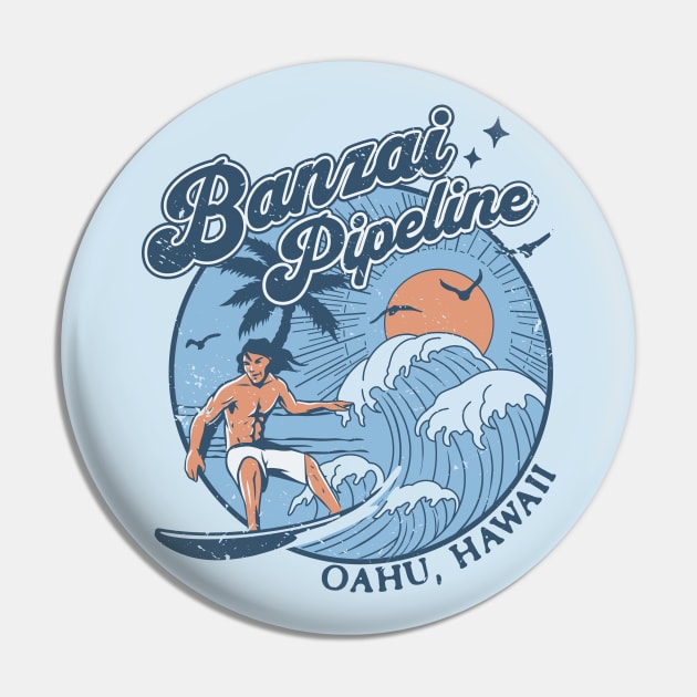 1970s Vintage Surfing Banzai Pipeline Oahu, Hawaii Retro Sunset // Old School Surfer // Surf Hawaii Pin by Now Boarding