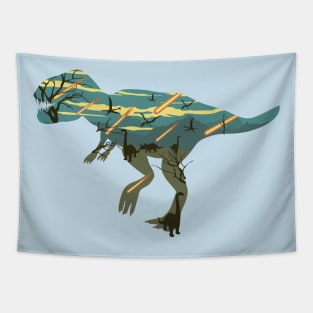 T Rex Silhouette Illustration Tapestry