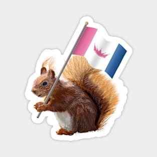 Red Squirrel with a Drag Pride Flag Magnet