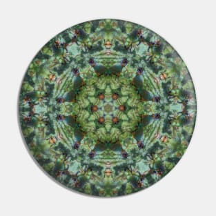 Shades of Green Kaleidoscopic Mandala Number 1 Circle Pin