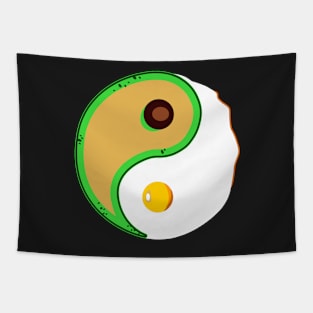 Yin and Yang avocado and fried egg Tapestry