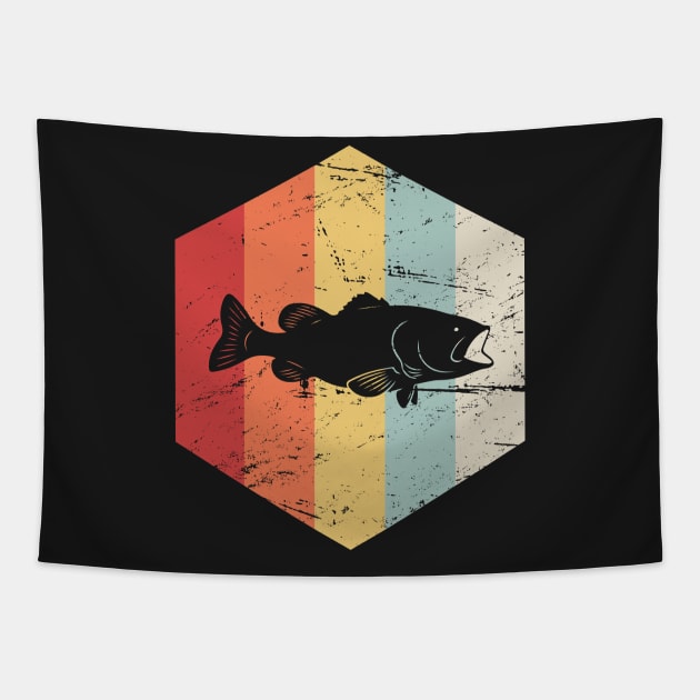 Retro Vintage Bass Fishing Icon - Fishing - Tapestry