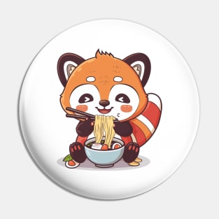 Cute Red Panda eating ramen Pin