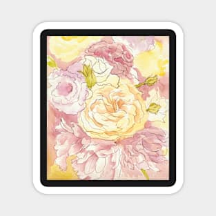 Roses in Watercolor and ink Magnet