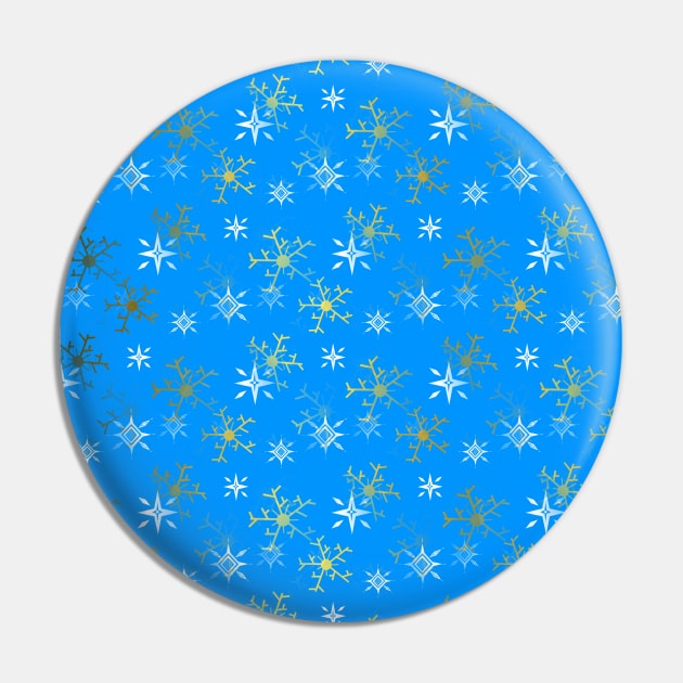 SNOWFLAKES Pattern Gold And White Pin by SartorisArt1