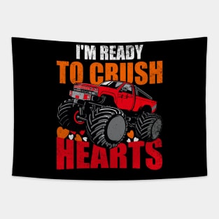 I_m Ready To Crush Hearts Monster Truck Boys Valentines Day Tapestry
