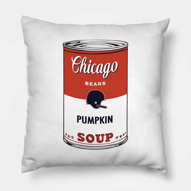 Chicago Bears Soup Can Pillow by Rad Love