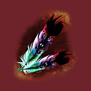 Southwest Native American Indian Tribal Art Colorful Feather T-Shirt