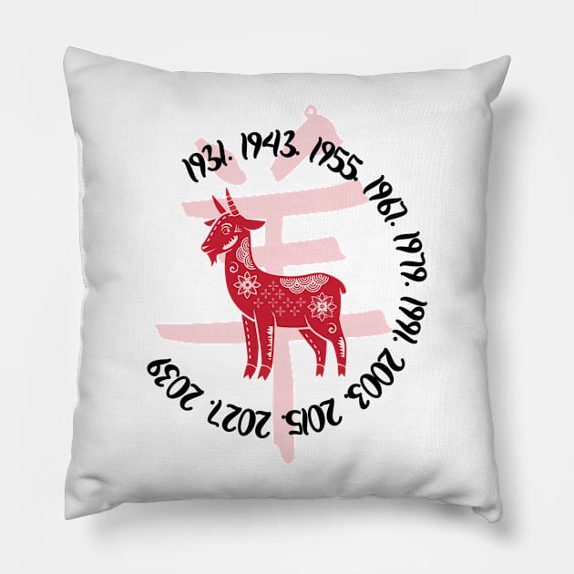 Chinese year of the goat Pillow by Cherubic