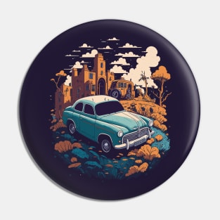 Vintage Car Illustration Pin