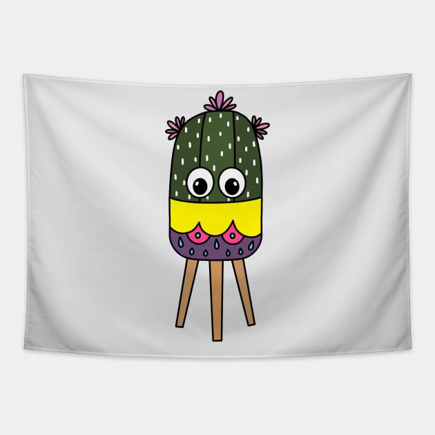 Cute Cactus Design #333: Cute Cactus In A Nice Planter Tapestry by DreamCactus