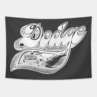 Vintage Dodge Pick-Up Art (White on Asphalt) Tapestry