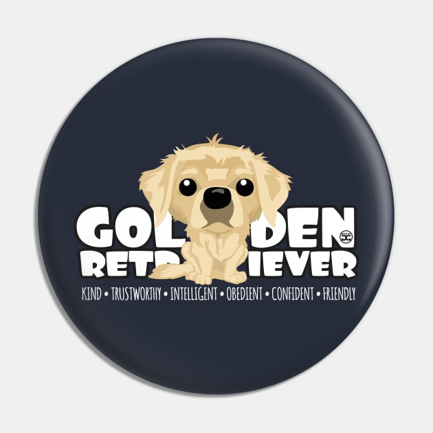 Golden Retriever - DGBigHead Pin by DoggyGraphics