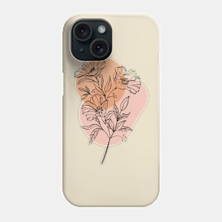 floral line drawing neutral color block Phone Case