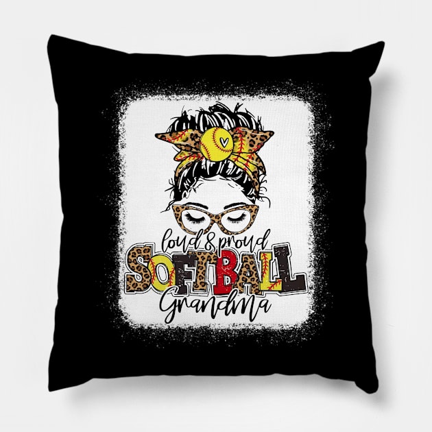 Softball Grandma Messy Bun Shirt Softball Grandma Pillow by Wonder man 