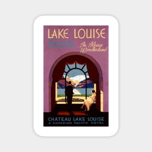 Canadian Rockies Lake Louise Chateau Lake House Hotel Vintage Travel Magnet