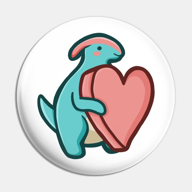 Chubby Parasaurolophus, Love Dino, Dinosaur Pin by hugadino