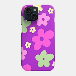 Fun and Funky 2000’s Style Cartoon Floral Print on a Magenta Backdrop, made by EndlessEmporium Phone Case