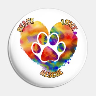 Peace Love Rescue Paw Pet Love Pin