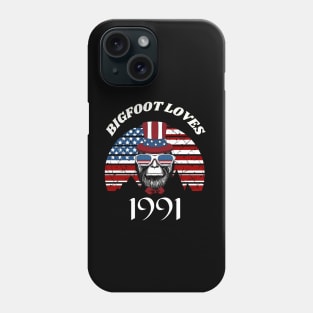 Bigfoot loves America and People born in 1991 Phone Case