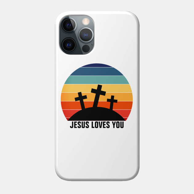 Jesus Loves You Vintage Retro Sunset - Christian - Jesus Loves You - Phone Case