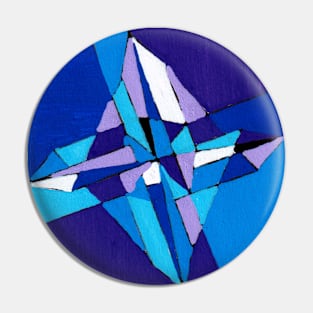 Purple Blue Crystal Geometric Abstract Acrylic Painting Pin