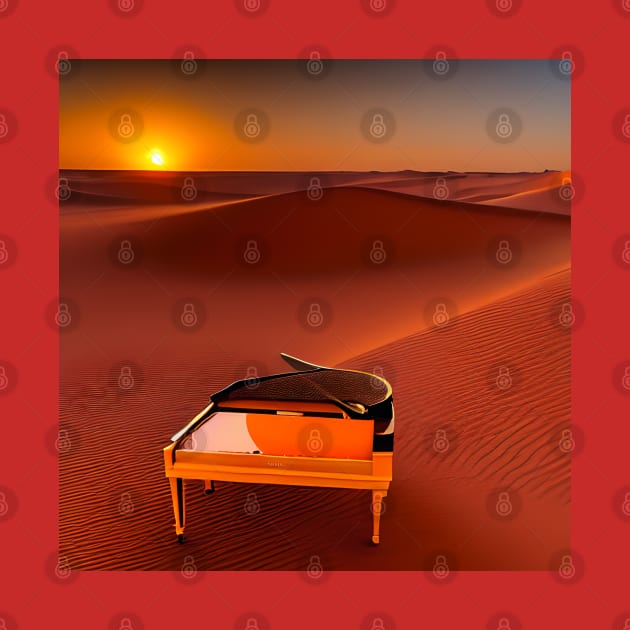 An Abstract Looking Piano Alone In The Sahara Desert At Sunrise. by Musical Art By Andrew