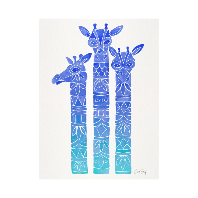 giraffes blue ombre by CatCoq