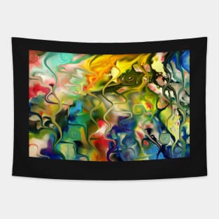 abstract art, blue, green, red, black, dark, Tapestry