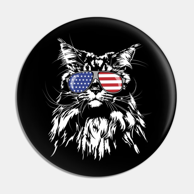Proud Maine Coon American Flag patriotic cat Pin by wilsigns