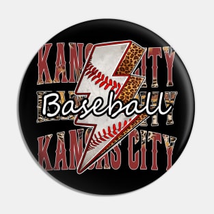 Graphic Baseball Kansas City Proud Name Team Vintage Pin