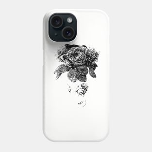 black and white beaded floral sculptural print Phone Case