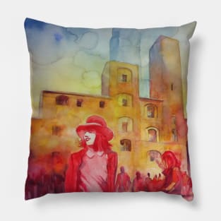 Afternoon in the square Pillow