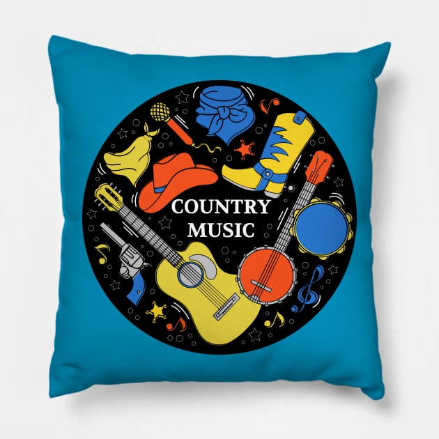 country music concept Pillow by Mako Design 