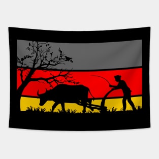 Farmer Plow Field Tapestry