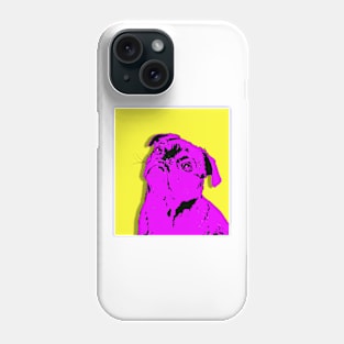 Pink pug on electric lemon background Phone Case