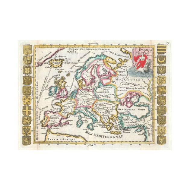 Vintage Map of Europe (1706) by Bravuramedia