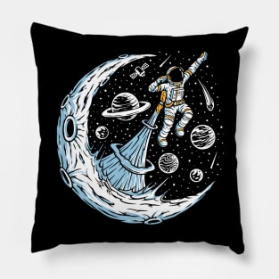 astronaut flying illustration Pillow
