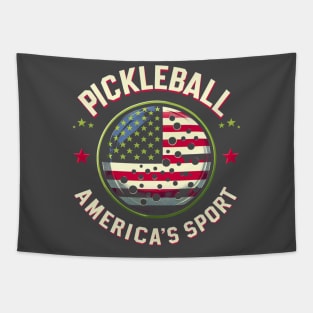 Pickleball America's Sport USA Flag Tapestry