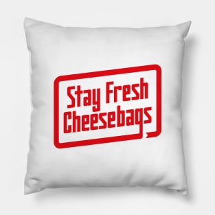 Stay Fresh Cheese Bags - Retro (Red and White on White) Pillow