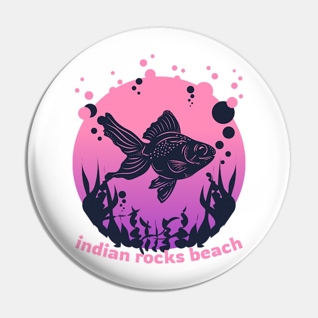 Indian Rock Beach Sunshine in a Beach with a Pink and Purple Underwater Fish Island and River T-shirt Pin by AbsurdStore