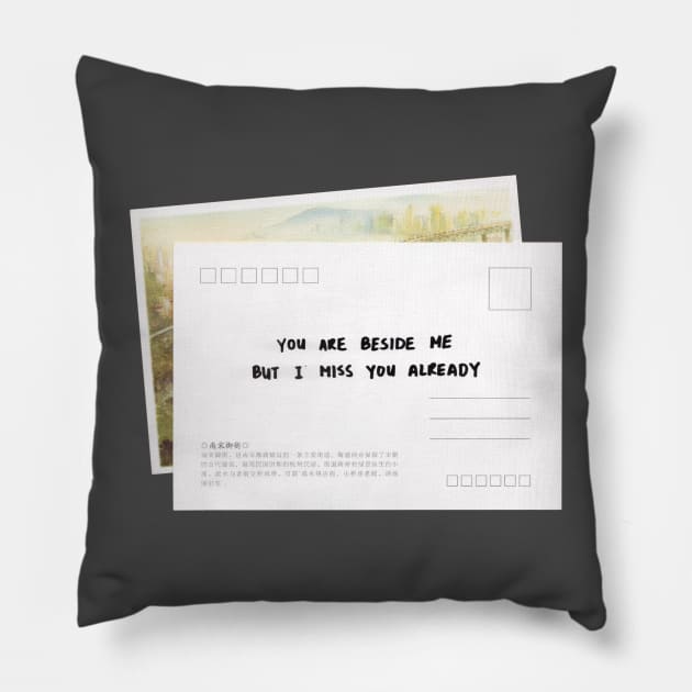 I Miss You Postcard Pillow by Clandestine Letters