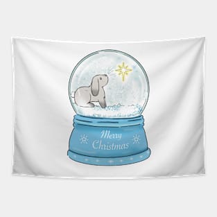 Christmas bunny snowglobe Tapestry